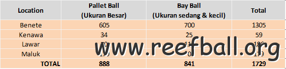 Summary of Reef Balls from PT Newmount