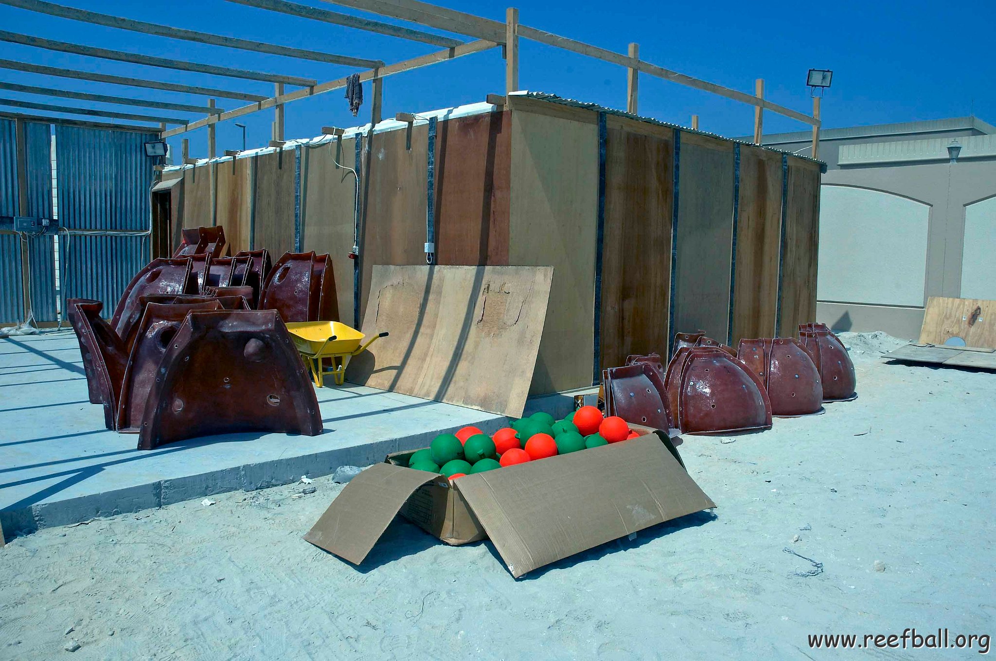 Outside our Workshop, the Theder Balls will be fixed into the Molds
